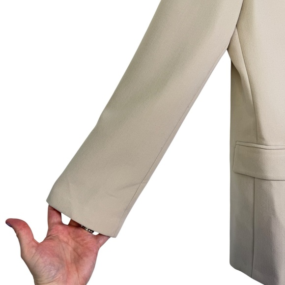 ZARA BEIGE STONE STRAIGHT TAILORED BLAZER WITH POCKETS BLOGGER FAVORITE LARGE L - Picture 5 of 15